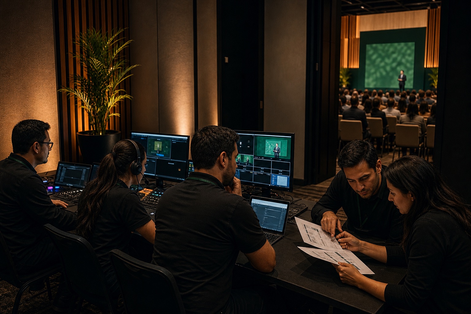 Equipo técnico en la mesa de control del Encuentro Horizonte