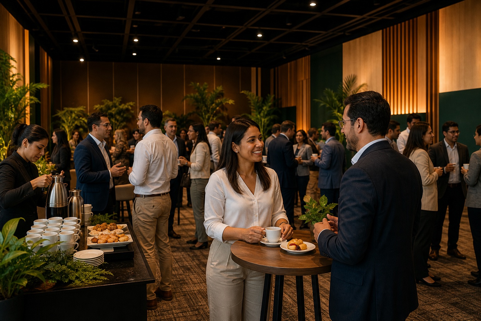 Participantes conversan durante una pausa del Encuentro Horizonte